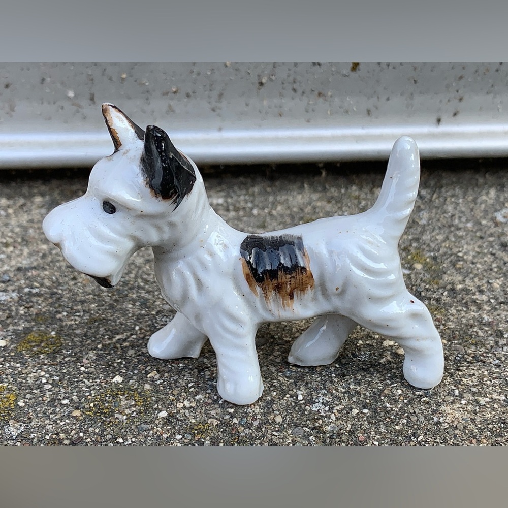 1940s Post WWII Vtg Glazed Ceramic Terrier Dog Figurine Made in Japan